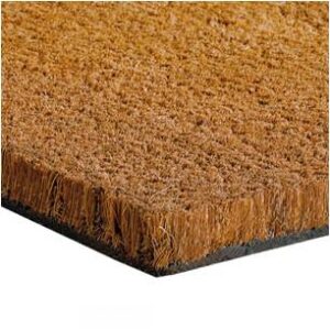 Food52 Plaid Coir Doormat, Natural Coconut Fibers, PVC Backing on